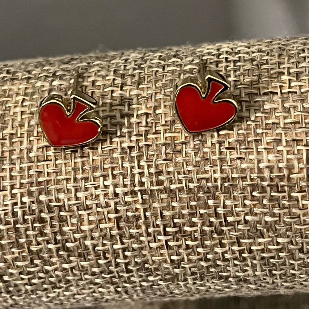 KATE SPADE NY PRE-LOVED AUTHENTIC RED/ENAMEL ♠️ PETITE EARRINGS